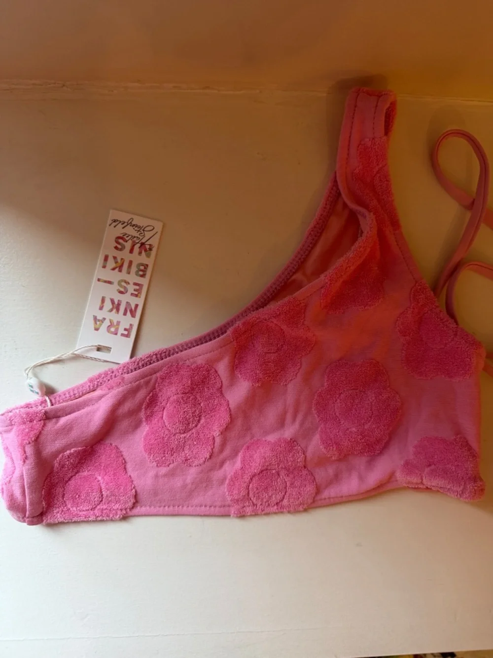 Frankies Bikinis Pink Floral Terry String Bikini